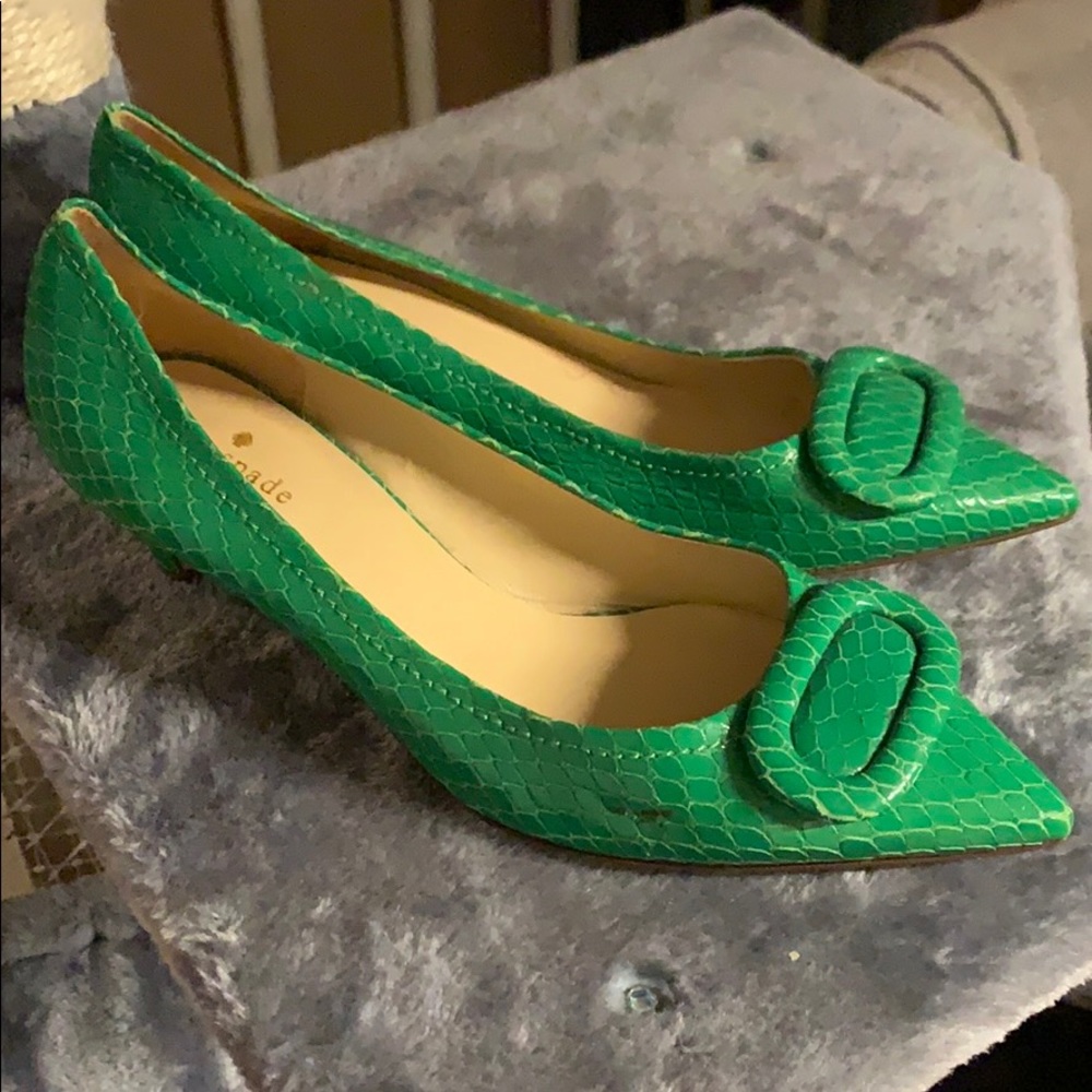 Kate Spade Green Snakeskin Heels